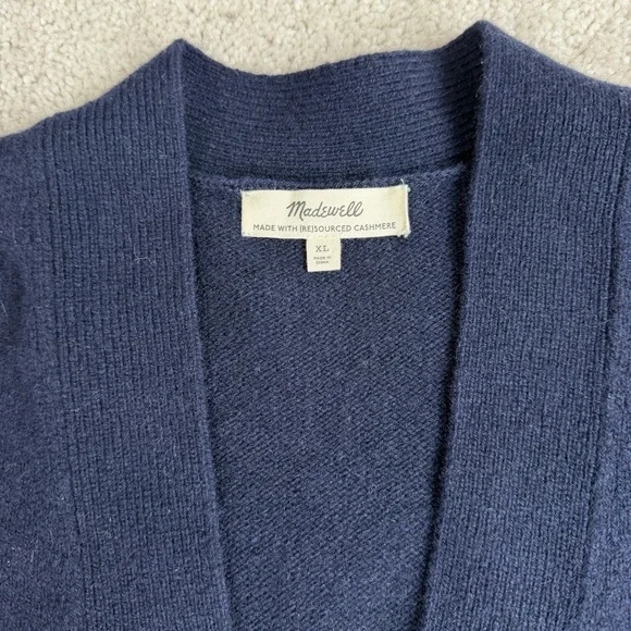 Madewell (Re)sourced Cashmere Oversized Cardigan Sweater Midnight Blue Size XL - Picture 4 of 14